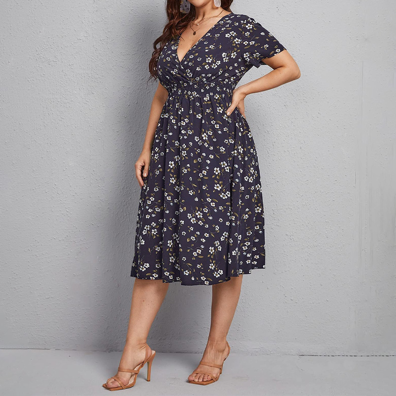 Romper Floral Print - Vestido feminino plus size, vestido evasê