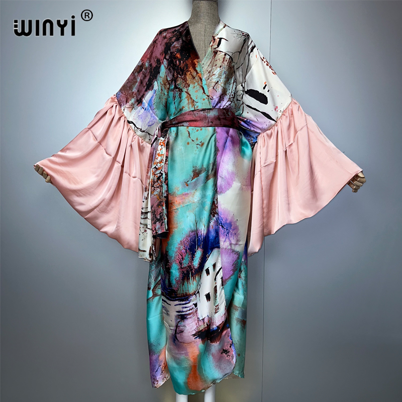 Cover Up Kaftan - WINYI Vestido Kimono de Verão para