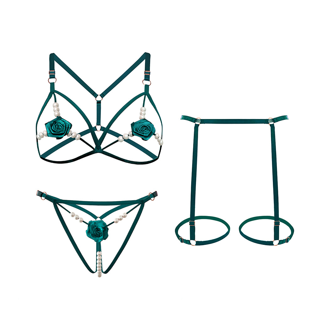 Bralette Triangle Set - Conjunto de Sutiã Sexy com Pérolas