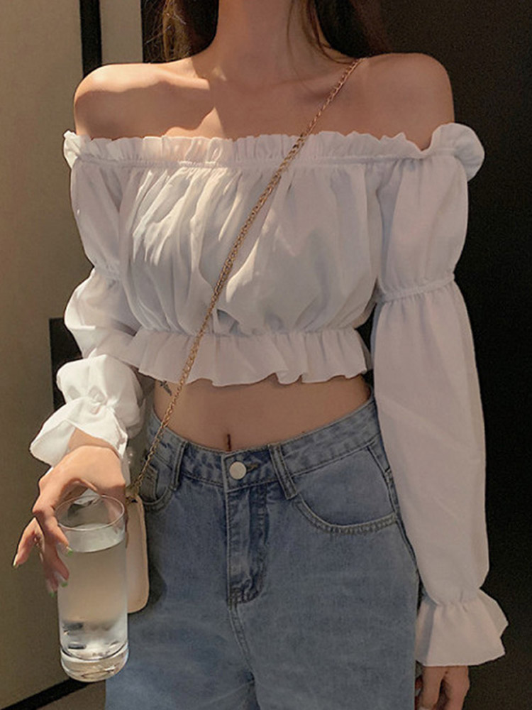 Crop Top Crochet - Top feminino sexy blusa fora do