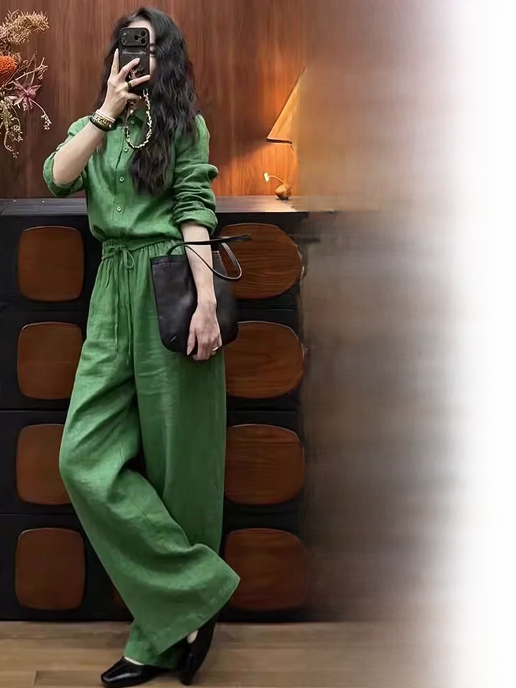 Linen Pant Wide - Conjunto de duas peças: Camisa de