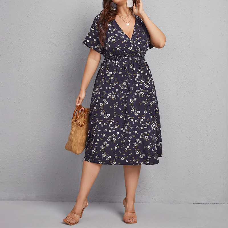 Vestido feminino plus size, ve - Romper Floral Print avaliação e preço