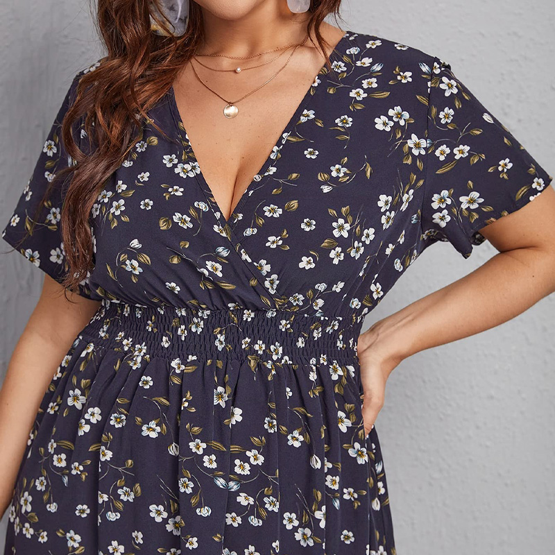Vestido feminino plus size, ve - Romper Floral Print avaliação e preço