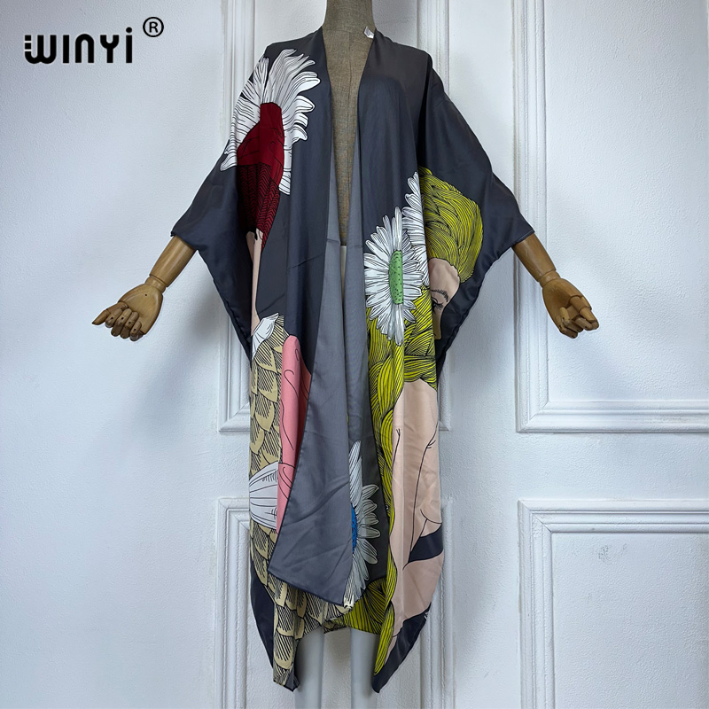 Winyi boho impressão quimono s - Cover Up Kaftan avaliação e preço