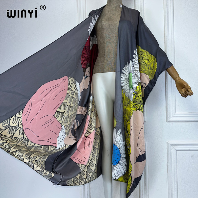 Winyi boho impressão quimono s - Cover Up Kaftan avaliação e preço
