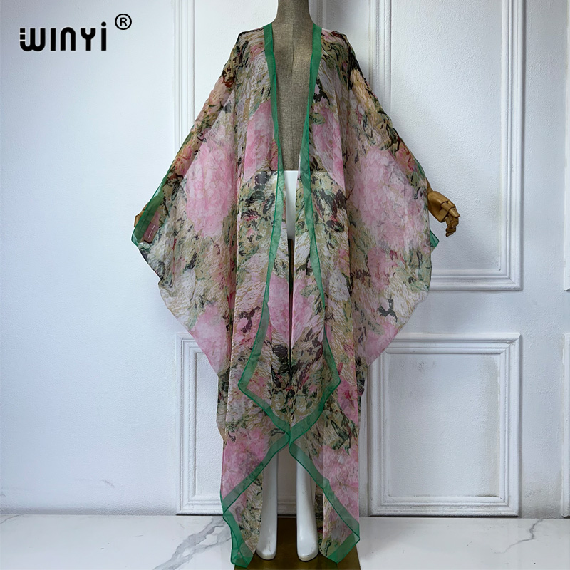 Winyi maxi quimono verão persp - Cover Up Kaftan avaliação e preço