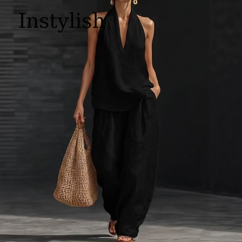 Conjunto Feminino Casual de Ve - Linen Pant Wide avaliação e preço