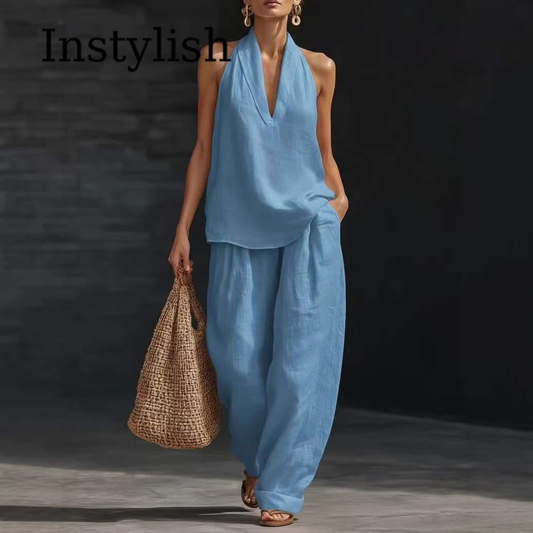 Conjunto Feminino Casual de Ve - Linen Pant Wide avaliação e preço