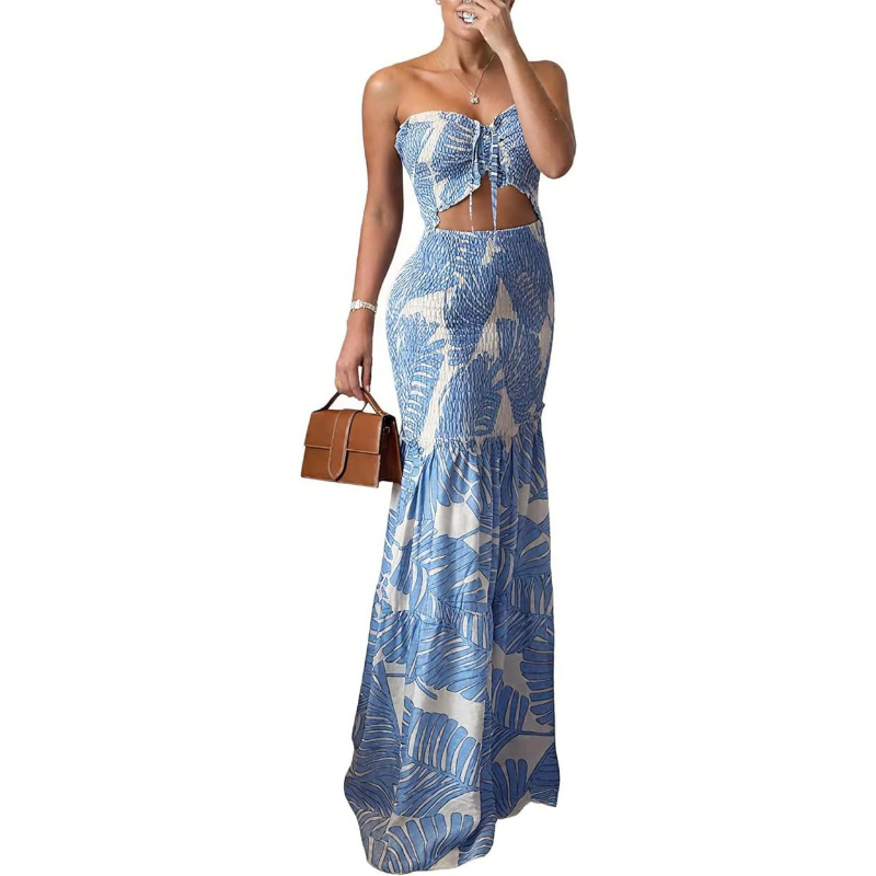 Vestido Floral de Férias CHICM - Maxi Dress Halter avaliação e preço