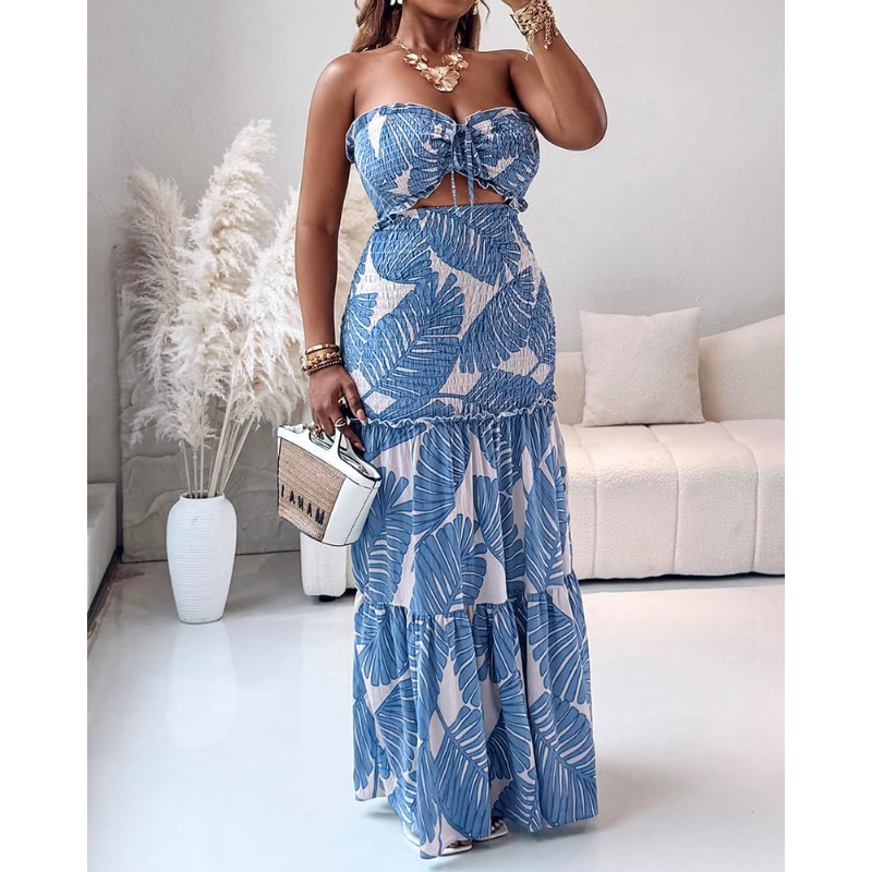 Vestido Floral de Férias CHICM - Maxi Dress Halter avaliação e preço