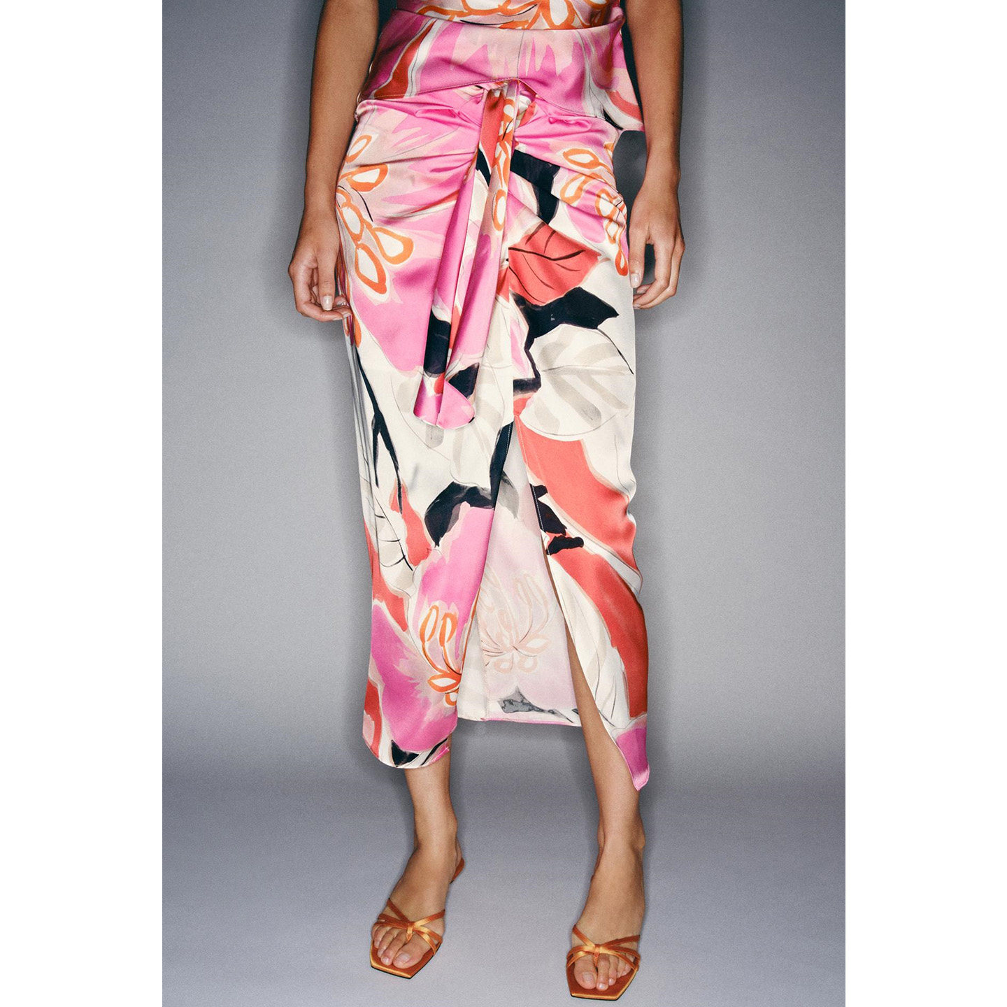 Saia Midi de Cintura Alta, Ves - Midi Skirt Floral avaliação e preço