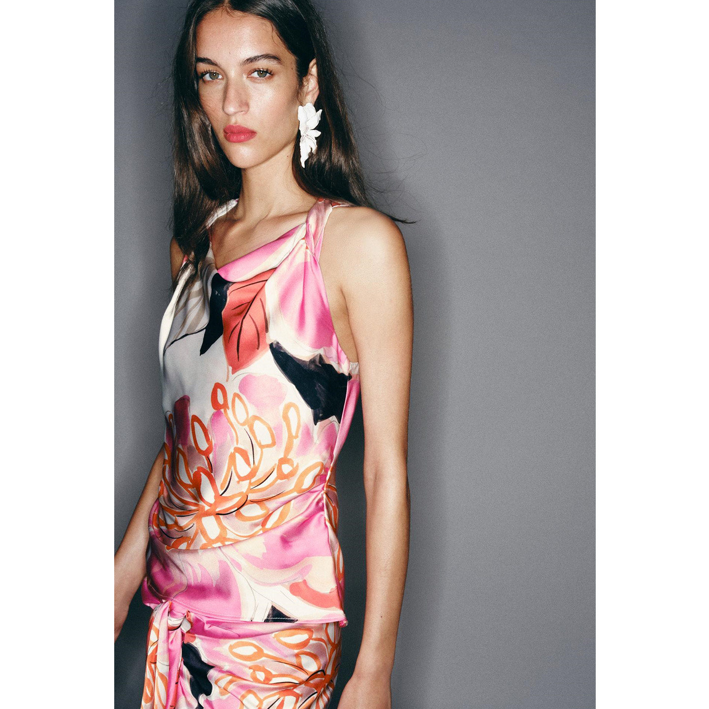 Saia Midi de Cintura Alta, Ves - Midi Skirt Floral avaliação e preço