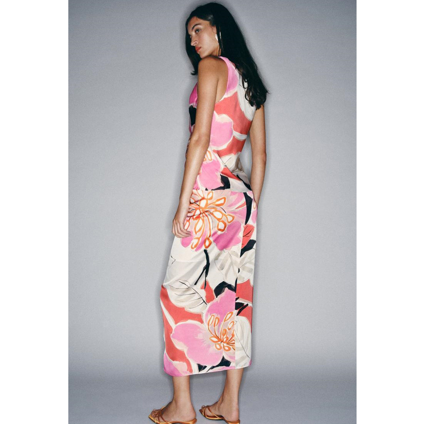 Saia Midi de Cintura Alta, Ves - Midi Skirt Floral avaliação e preço