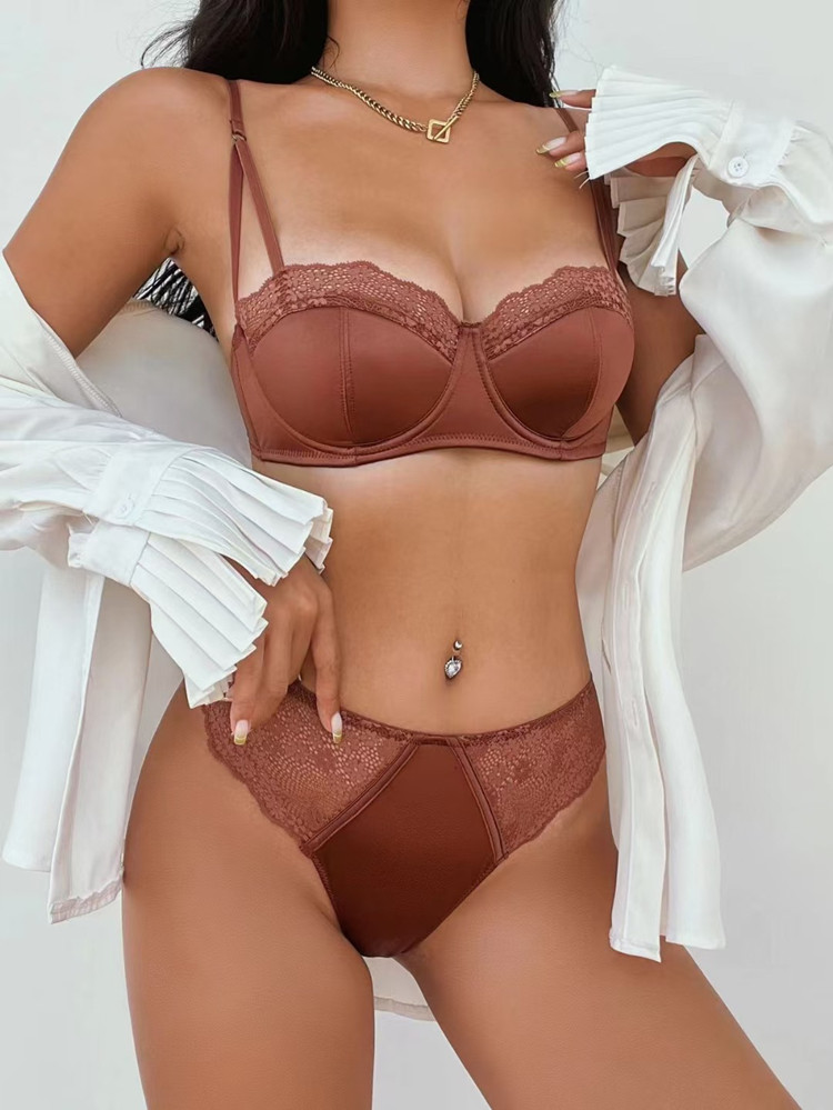 Renda francesa bordado roupa i - Bralette Triangle Set avaliação e preço