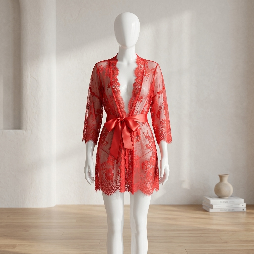 Roupão de Lingerie de Renda Fl - Kimono Sheer Floral avaliação e preço